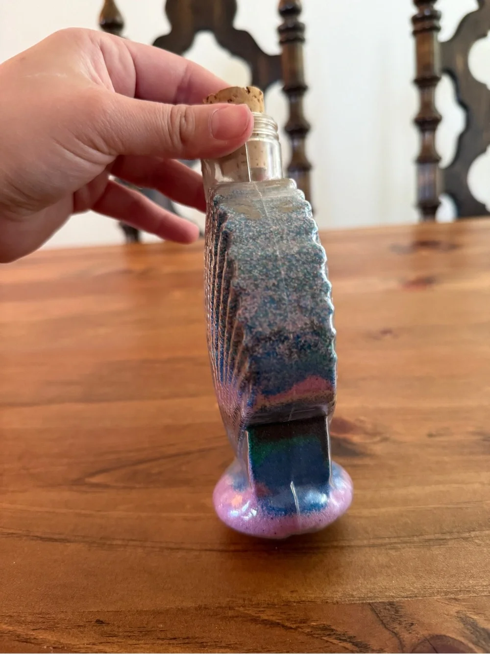 Handmade Seashell Sand Art Bottle - Multicolor